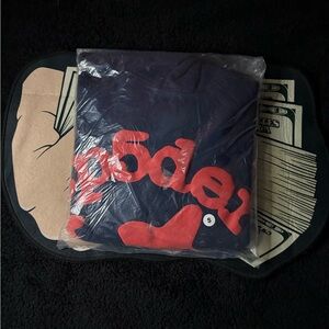 Sp5der Navy and Red Hoodie